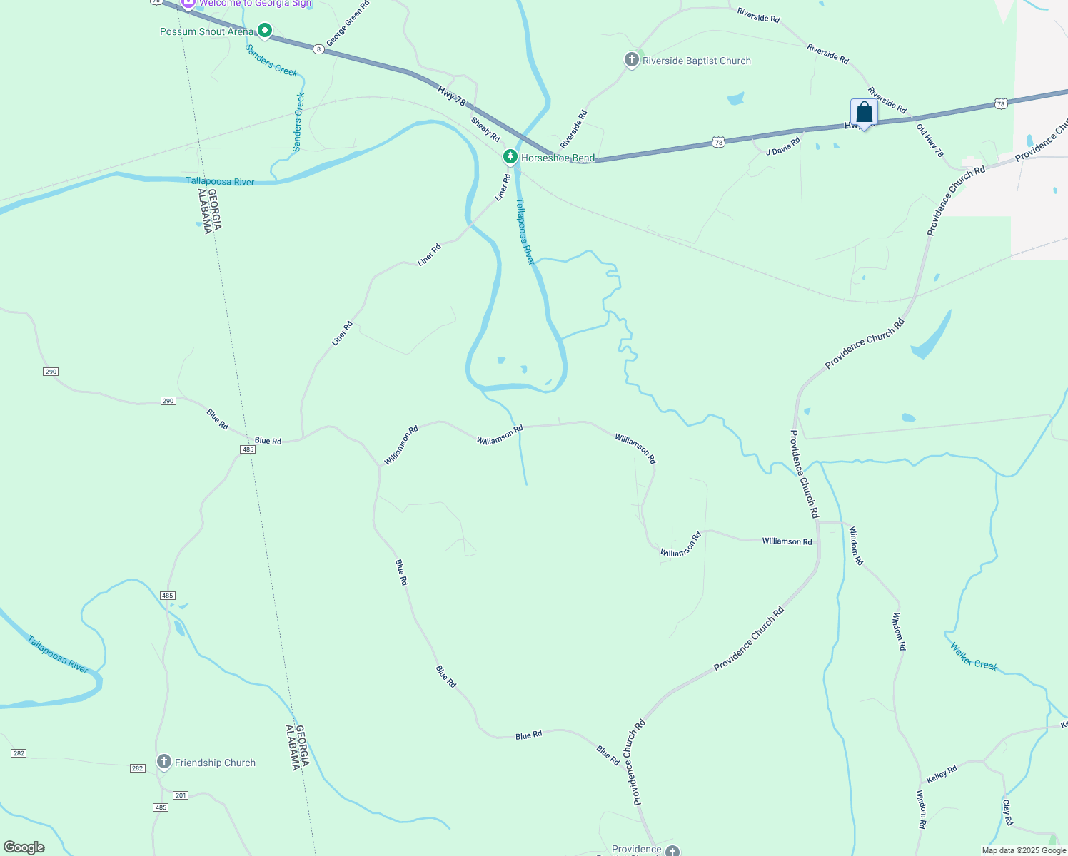 map of restaurants, bars, coffee shops, grocery stores, and more near Williamson Road in Tallapoosa
