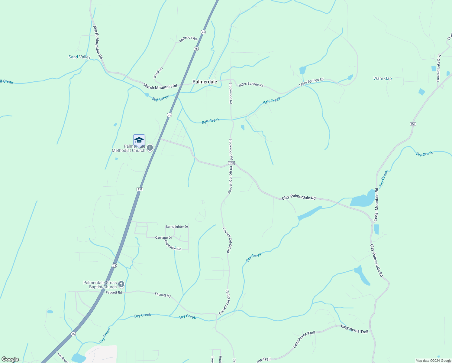 map of restaurants, bars, coffee shops, grocery stores, and more near 7676 Faucett Cut-Off Road in Pinson
