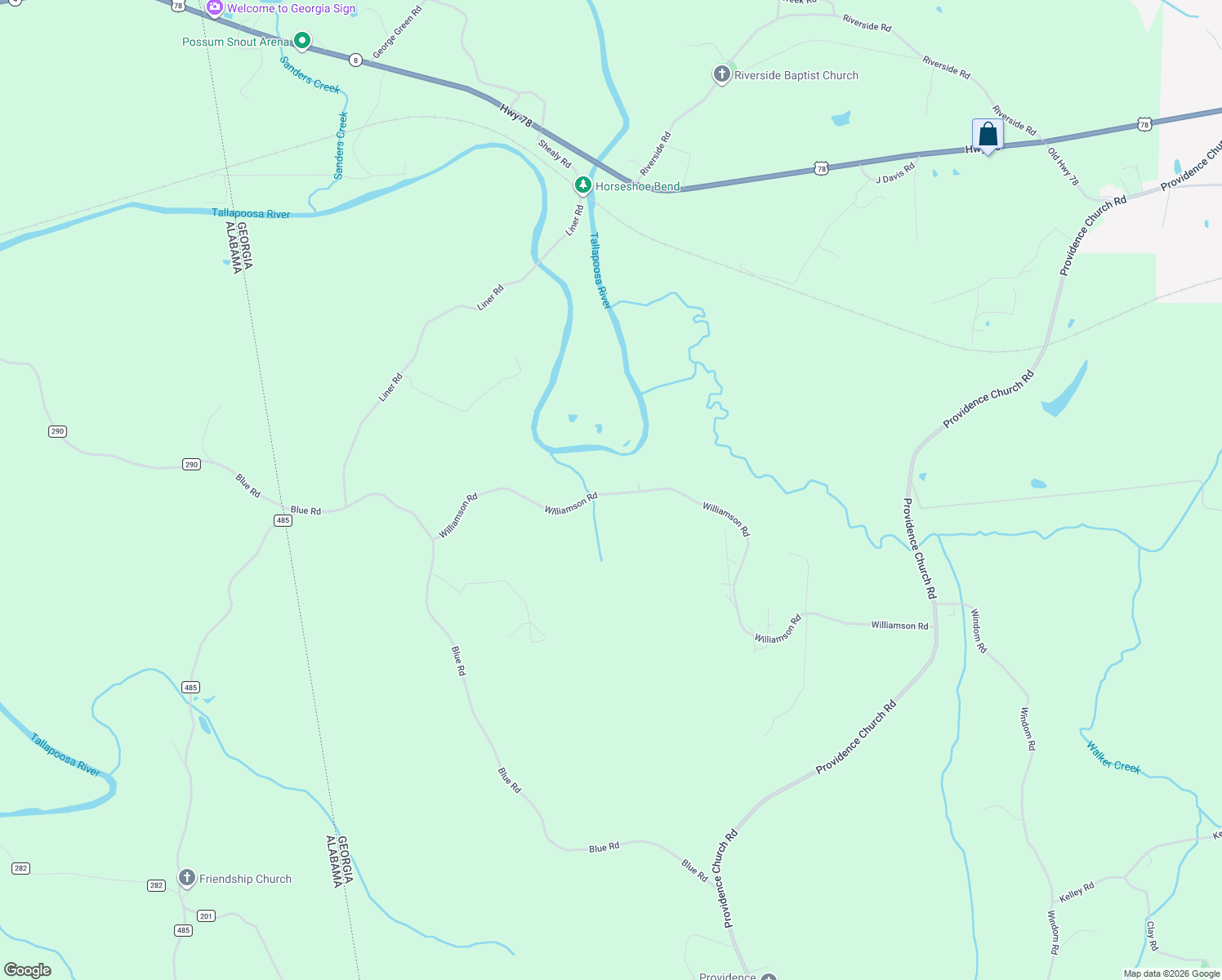 map of restaurants, bars, coffee shops, grocery stores, and more near 432-524 Williamson Road in Tallapoosa