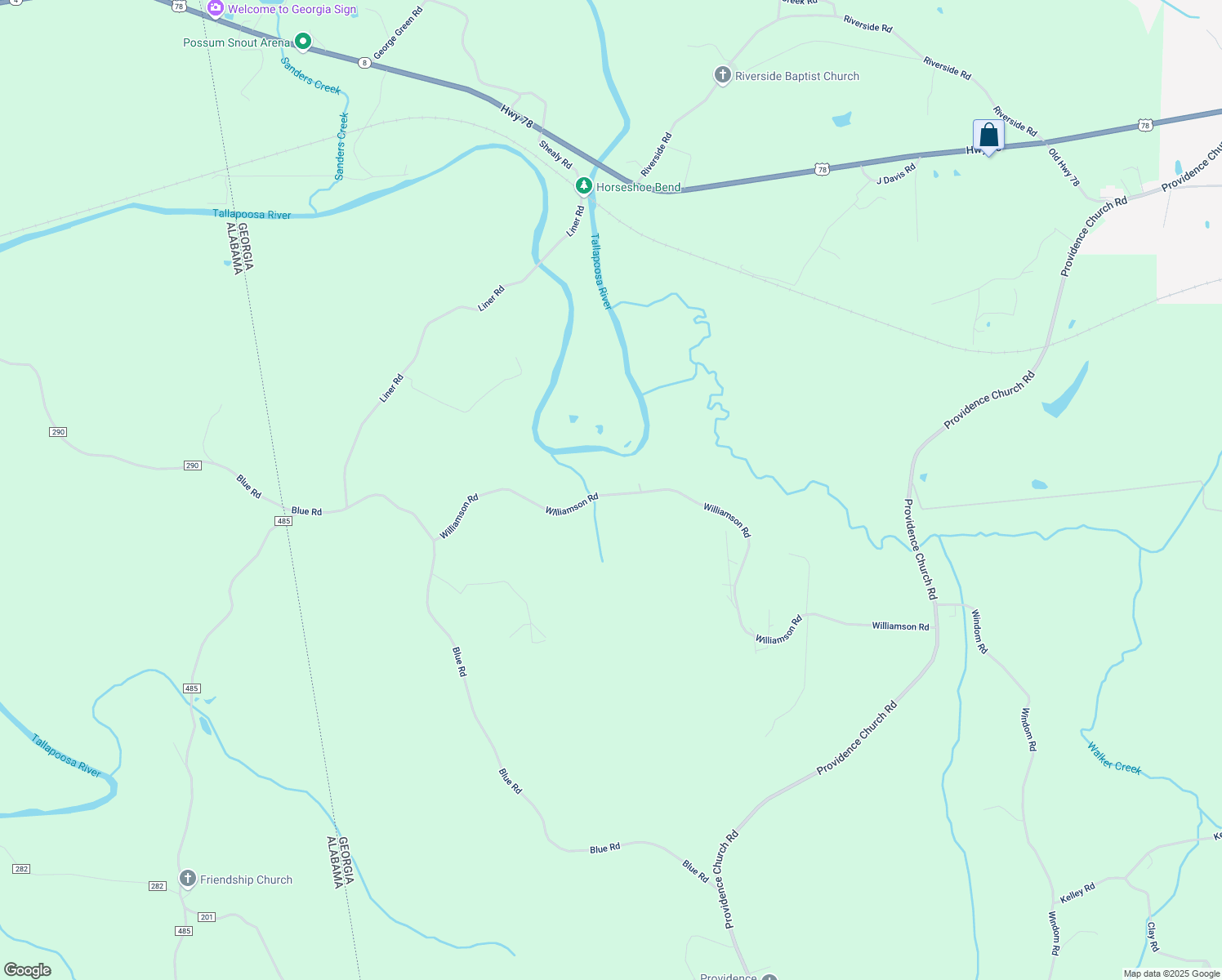 map of restaurants, bars, coffee shops, grocery stores, and more near Williamson Road in Tallapoosa