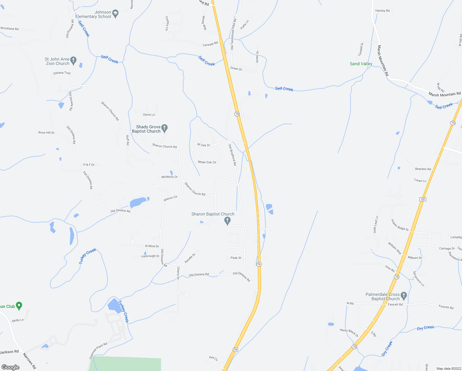 map of restaurants, bars, coffee shops, grocery stores, and more near 7652 Old Bradford Road in Pinson