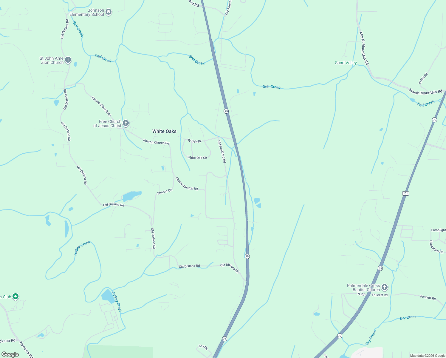map of restaurants, bars, coffee shops, grocery stores, and more near 7652 Old Bradford Road in Pinson