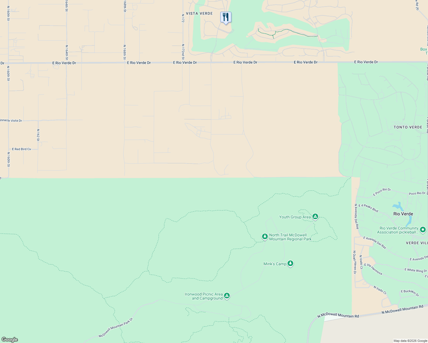 map of restaurants, bars, coffee shops, grocery stores, and more near 26705 North 174th Street in Rio Verde