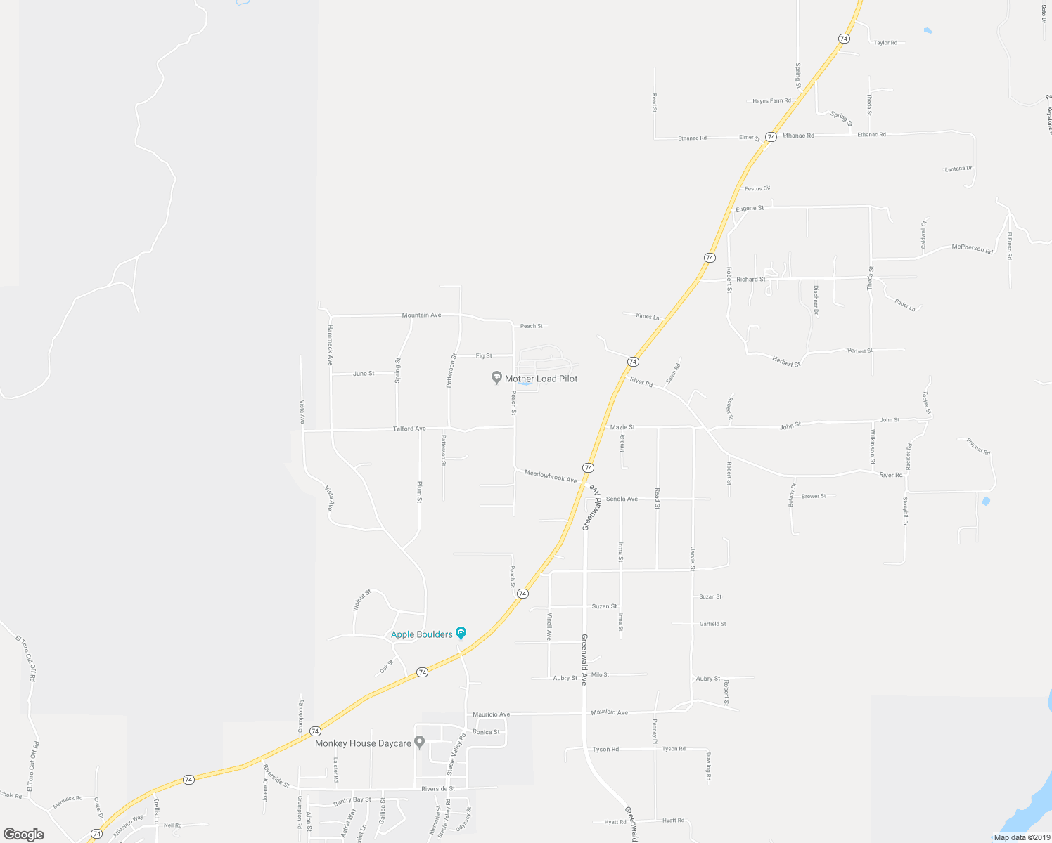 map of restaurants, bars, coffee shops, grocery stores, and more near 26980 Peach Street in Perris