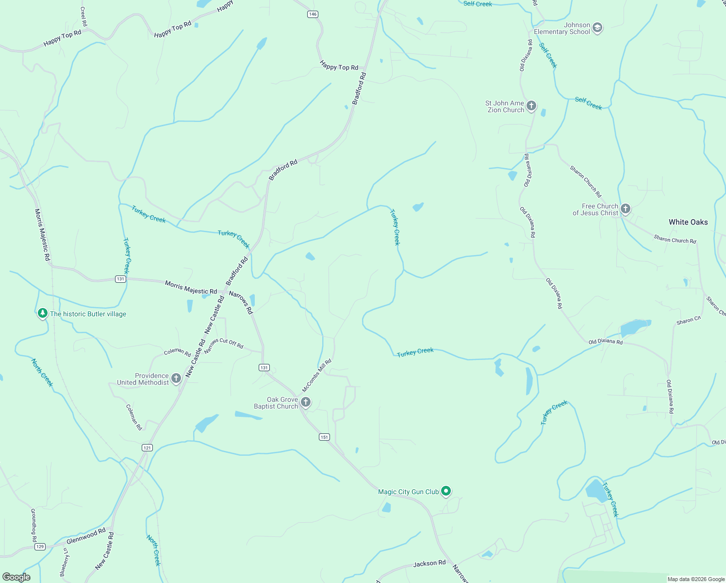 map of restaurants, bars, coffee shops, grocery stores, and more near 3239 Berrywood Road in Dixiana
