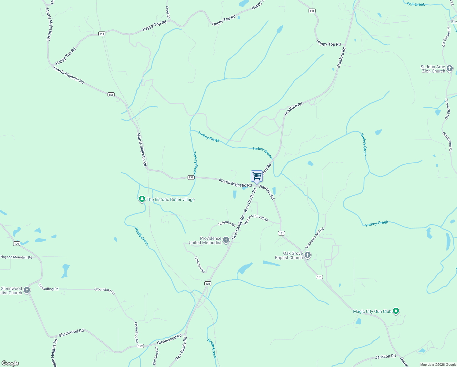 map of restaurants, bars, coffee shops, grocery stores, and more near 2799 County Road 131 in Morris