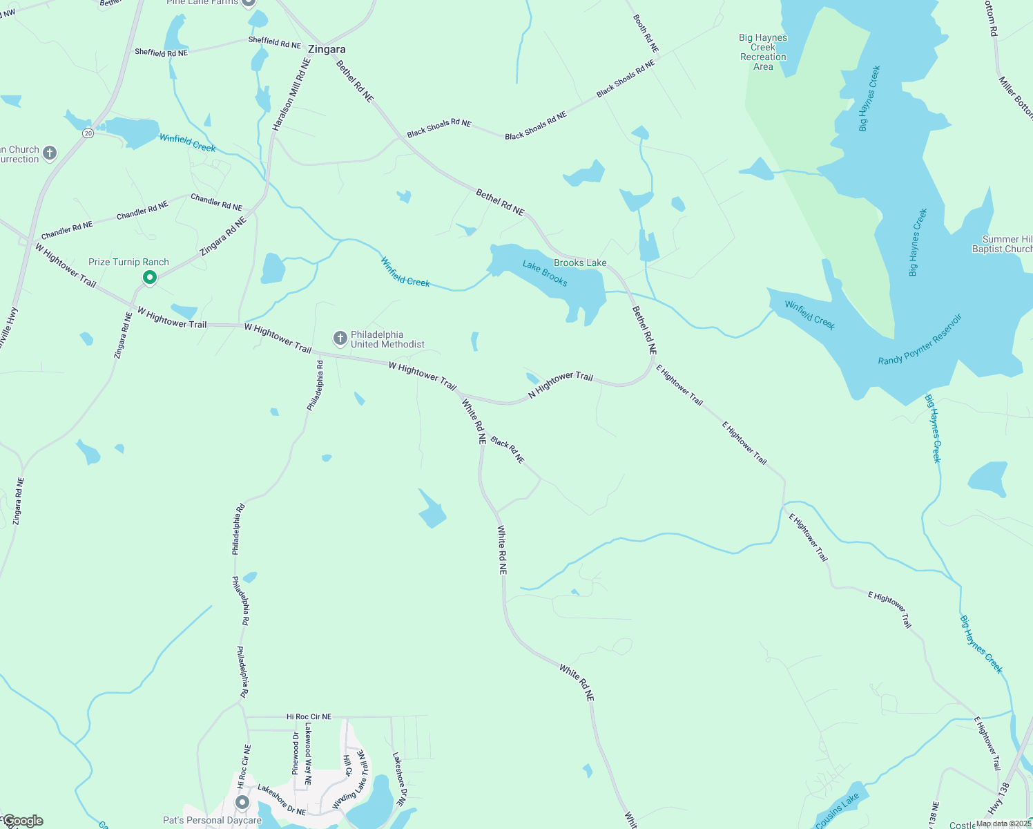 map of restaurants, bars, coffee shops, grocery stores, and more near 2517 North Hightower Trail in Conyers