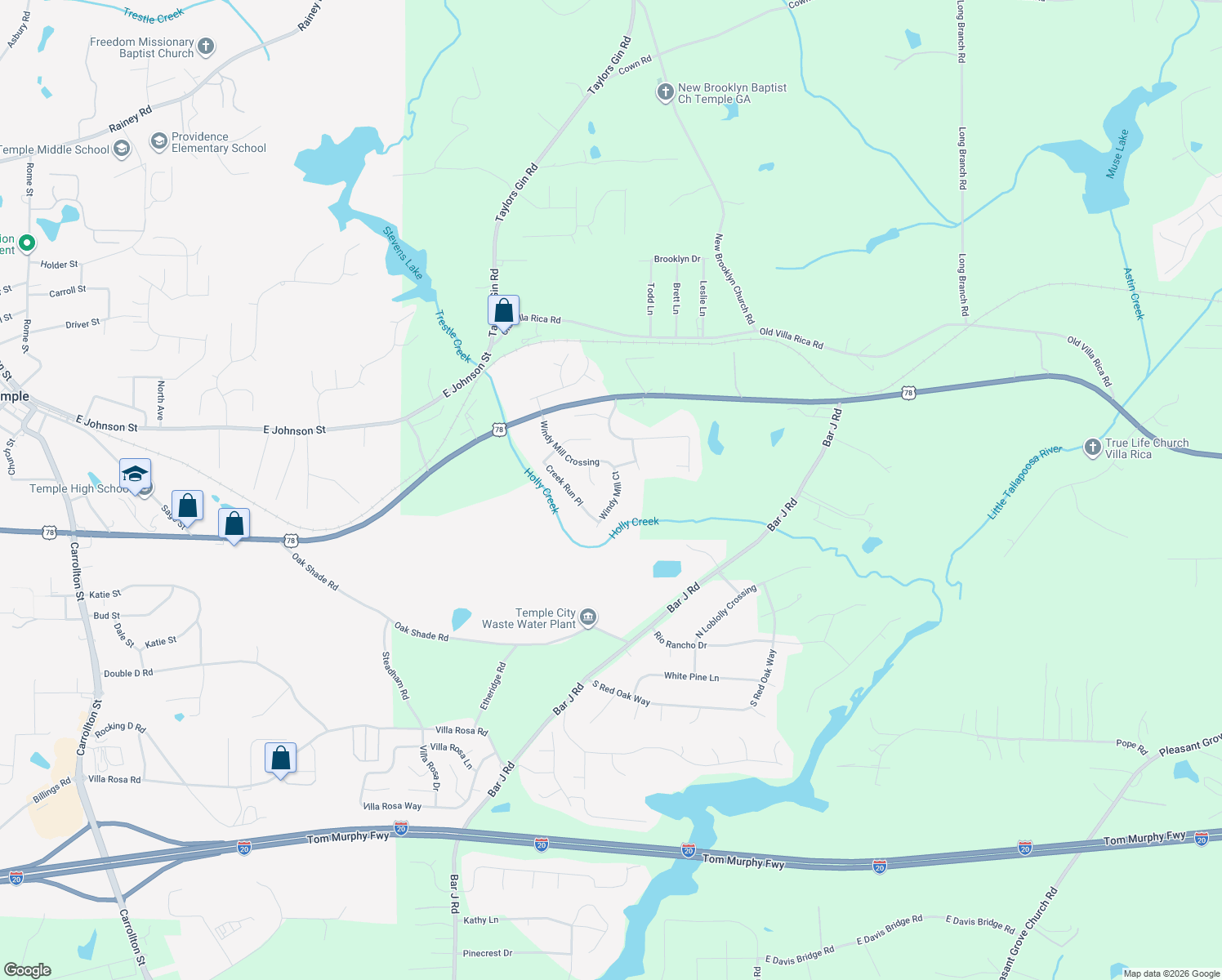 map of restaurants, bars, coffee shops, grocery stores, and more near 815 Windy Mill Ct in Temple