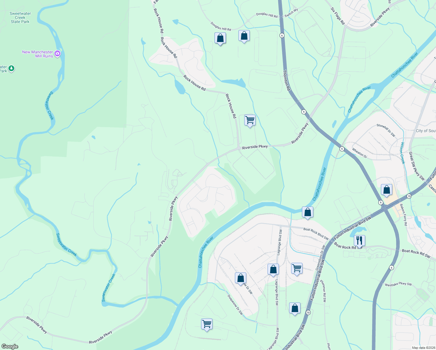 map of restaurants, bars, coffee shops, grocery stores, and more near 9131 Loxford Street in Lithia Springs