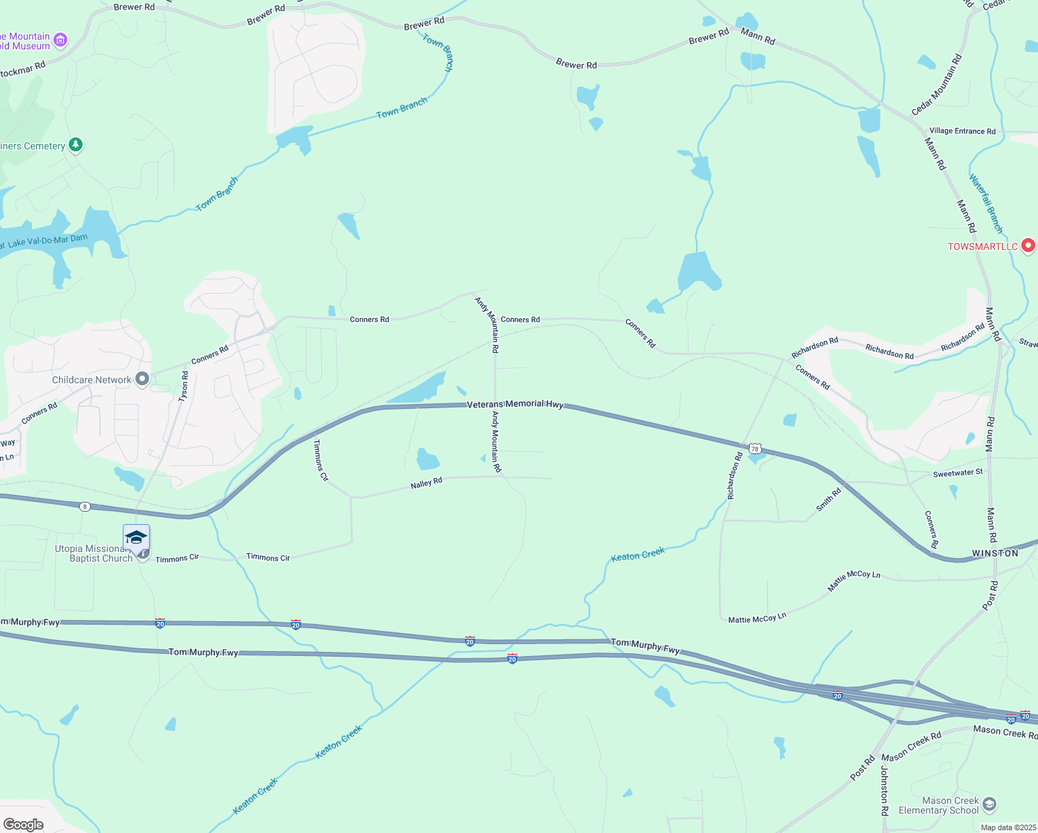 map of restaurants, bars, coffee shops, grocery stores, and more near 14301 Veterans Memorial Highway in Villa Rica
