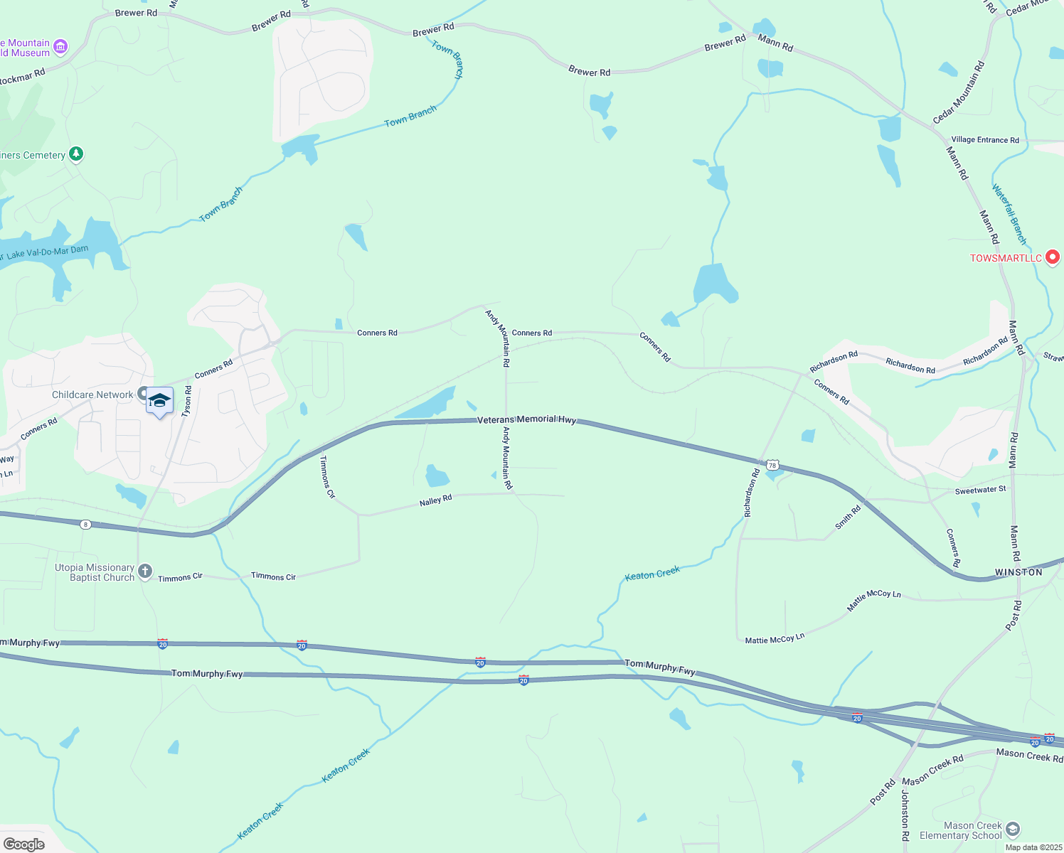 map of restaurants, bars, coffee shops, grocery stores, and more near 14301 Veterans Memorial Highway in Villa Rica