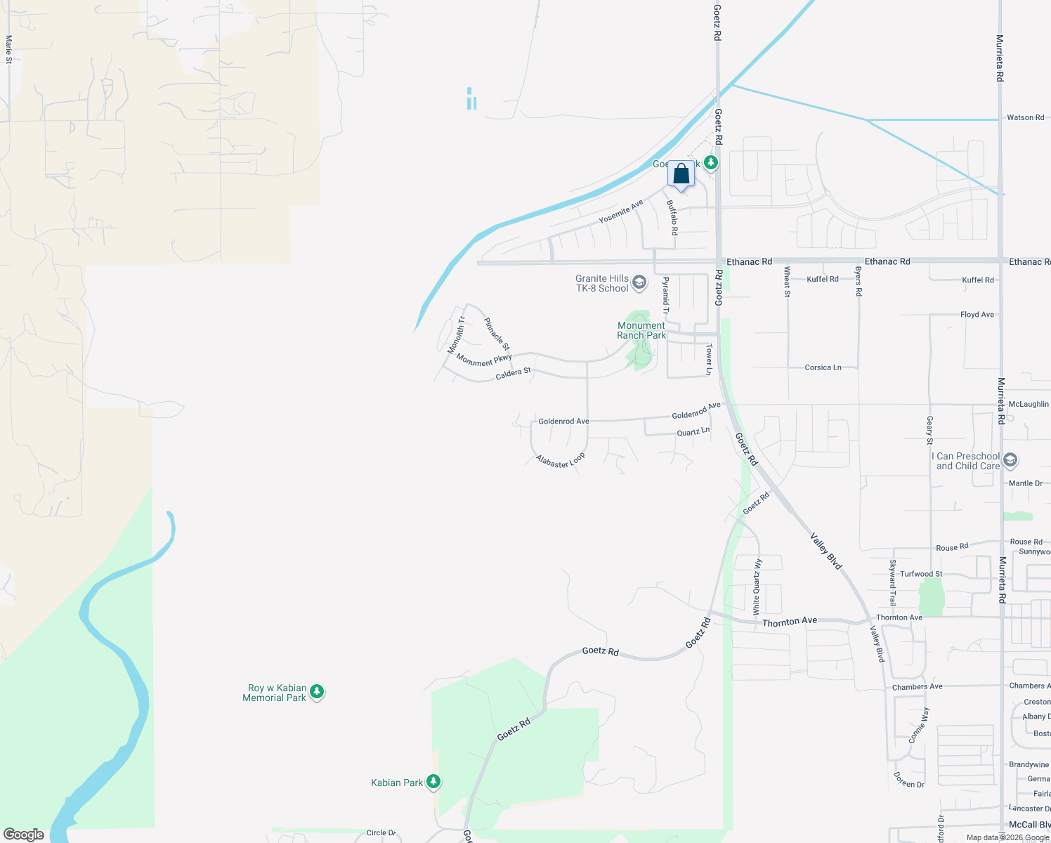 map of restaurants, bars, coffee shops, grocery stores, and more near 203 Alabaster Loop in Perris