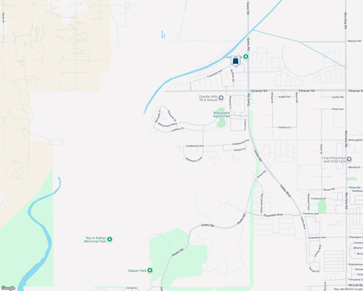 map of restaurants, bars, coffee shops, grocery stores, and more near 203 Alabaster Loop in Perris