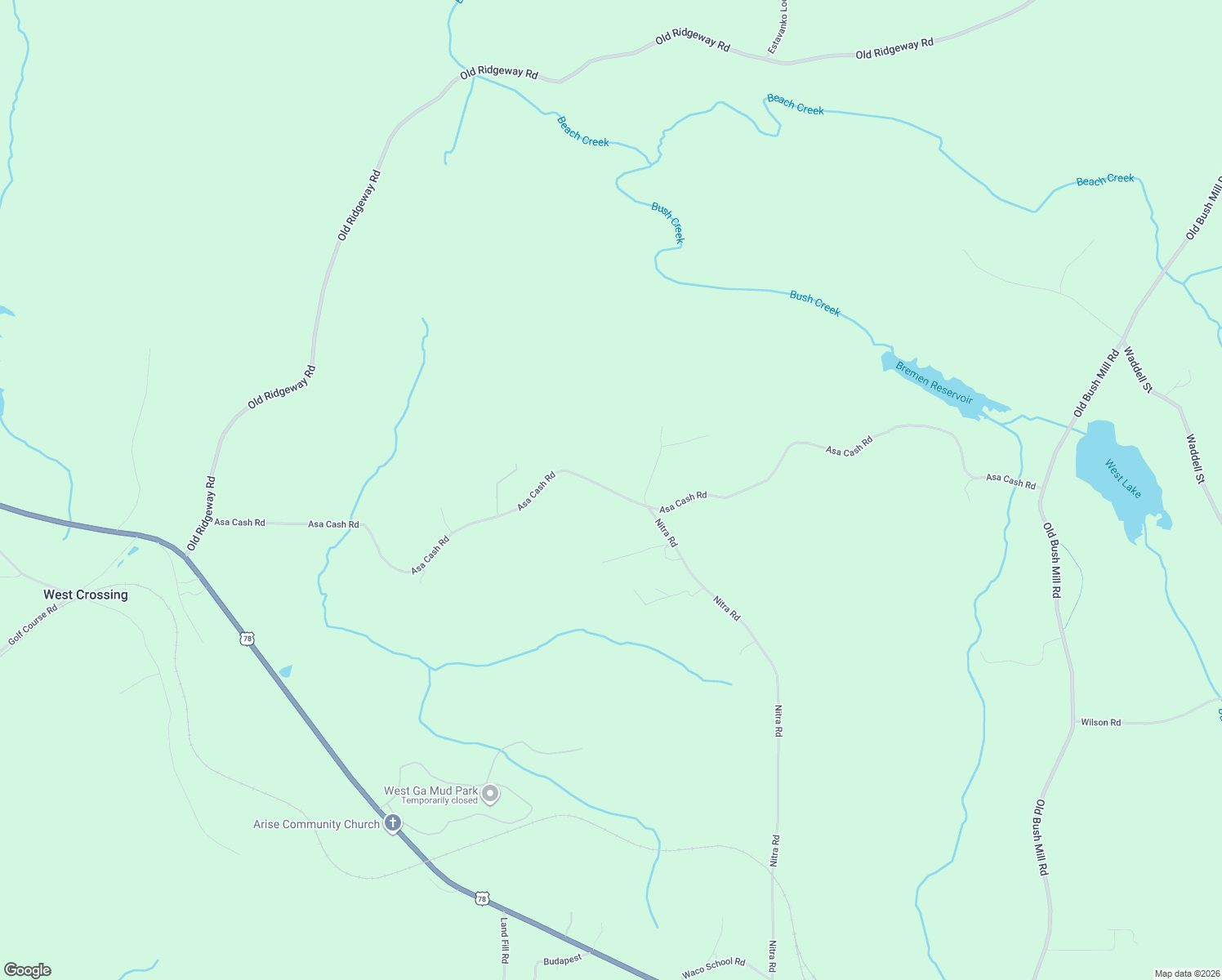 map of restaurants, bars, coffee shops, grocery stores, and more near 510 Asa Cash Rd in Bremen