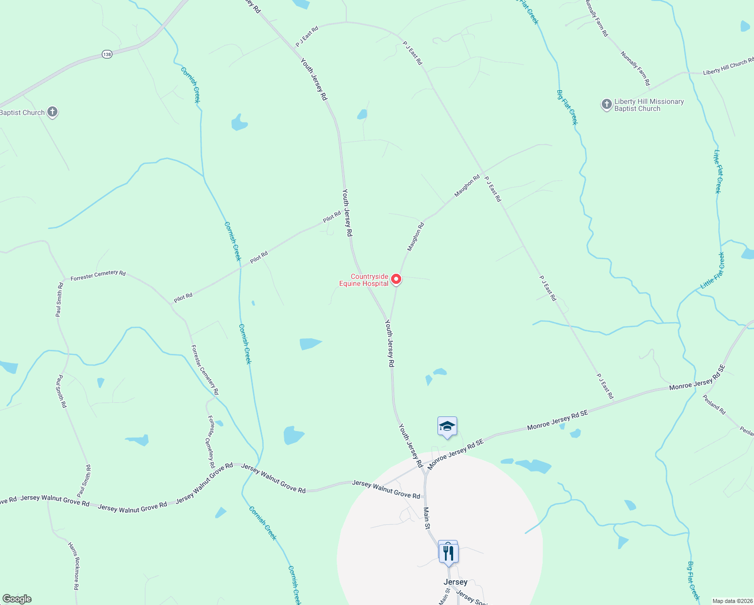 map of restaurants, bars, coffee shops, grocery stores, and more near 469 Youth Jersey Rd in Covington