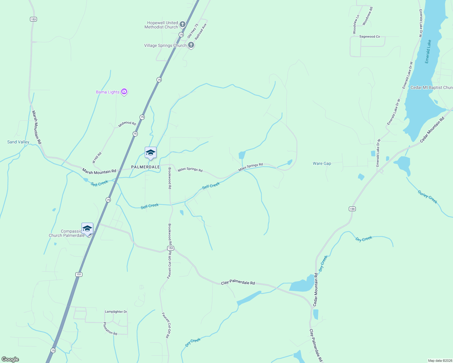 map of restaurants, bars, coffee shops, grocery stores, and more near 5601 Miles Springs Road in Pinson