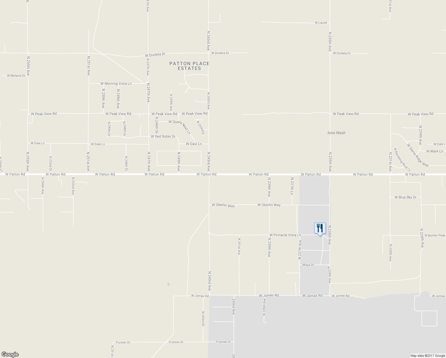 map of restaurants, bars, coffee shops, grocery stores, and more near 24219 West Patton Road in Wittmann