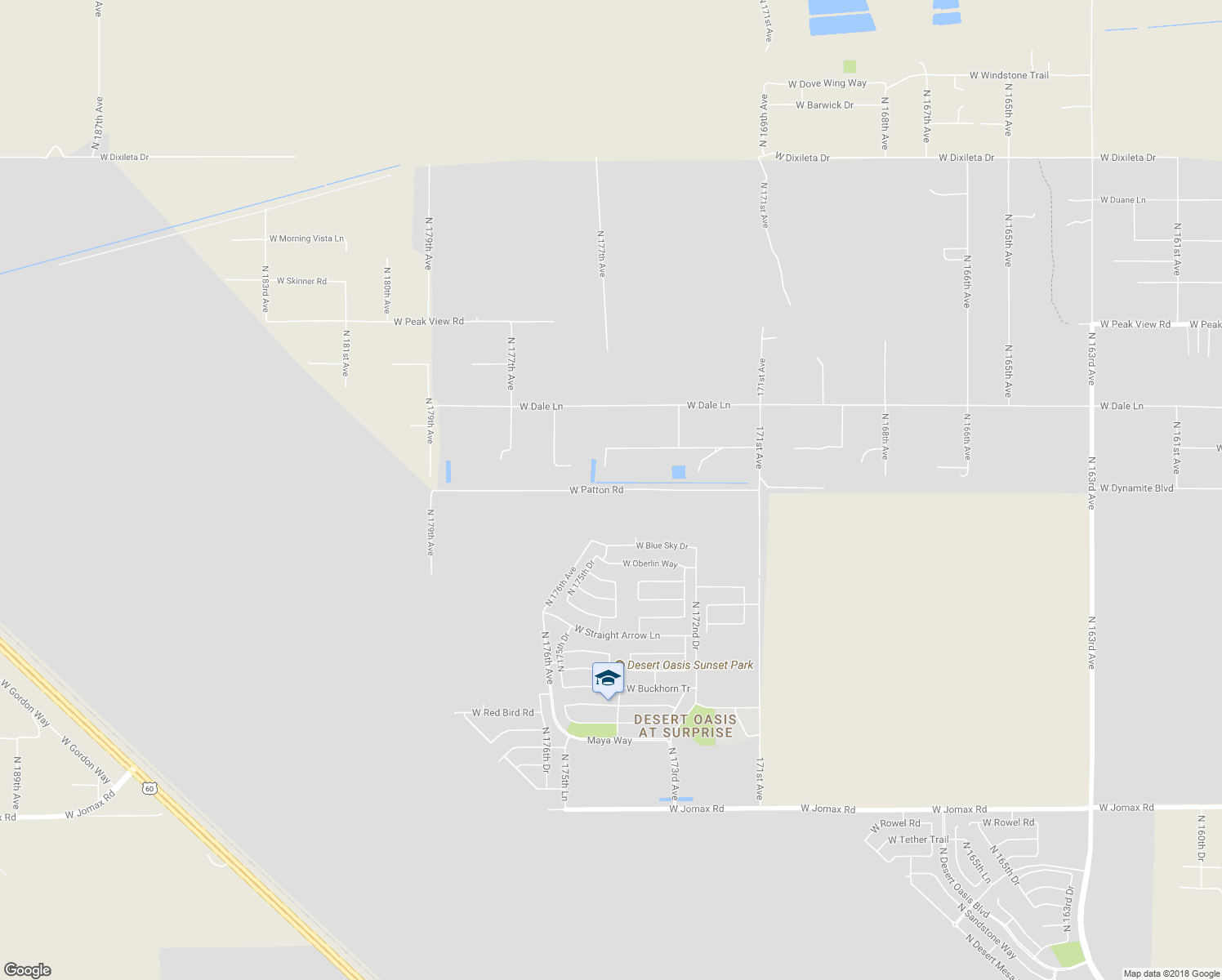 map of restaurants, bars, coffee shops, grocery stores, and more near 17400 West Patton Road in Surprise