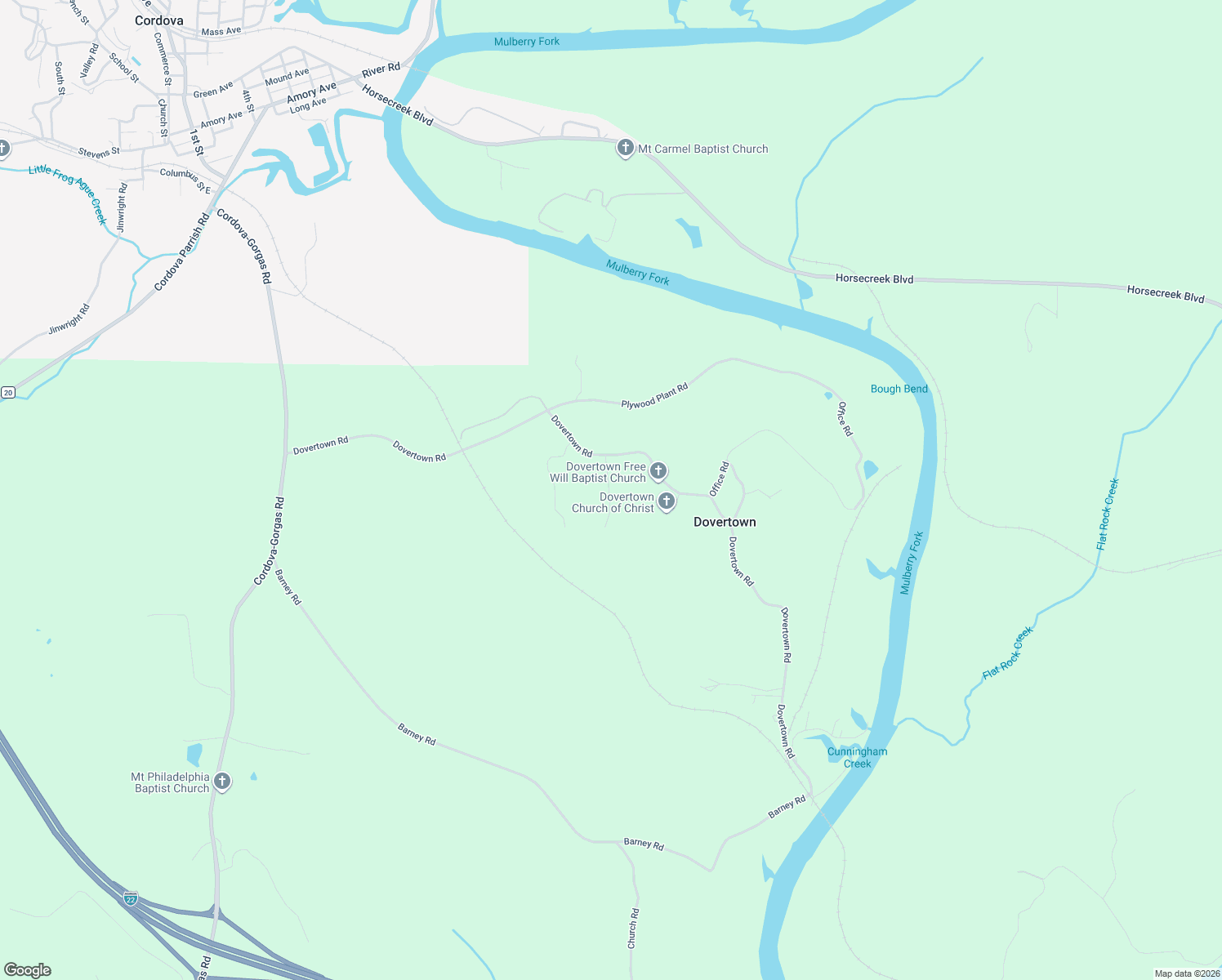map of restaurants, bars, coffee shops, grocery stores, and more near 1118 Dovertown Road in Cordova