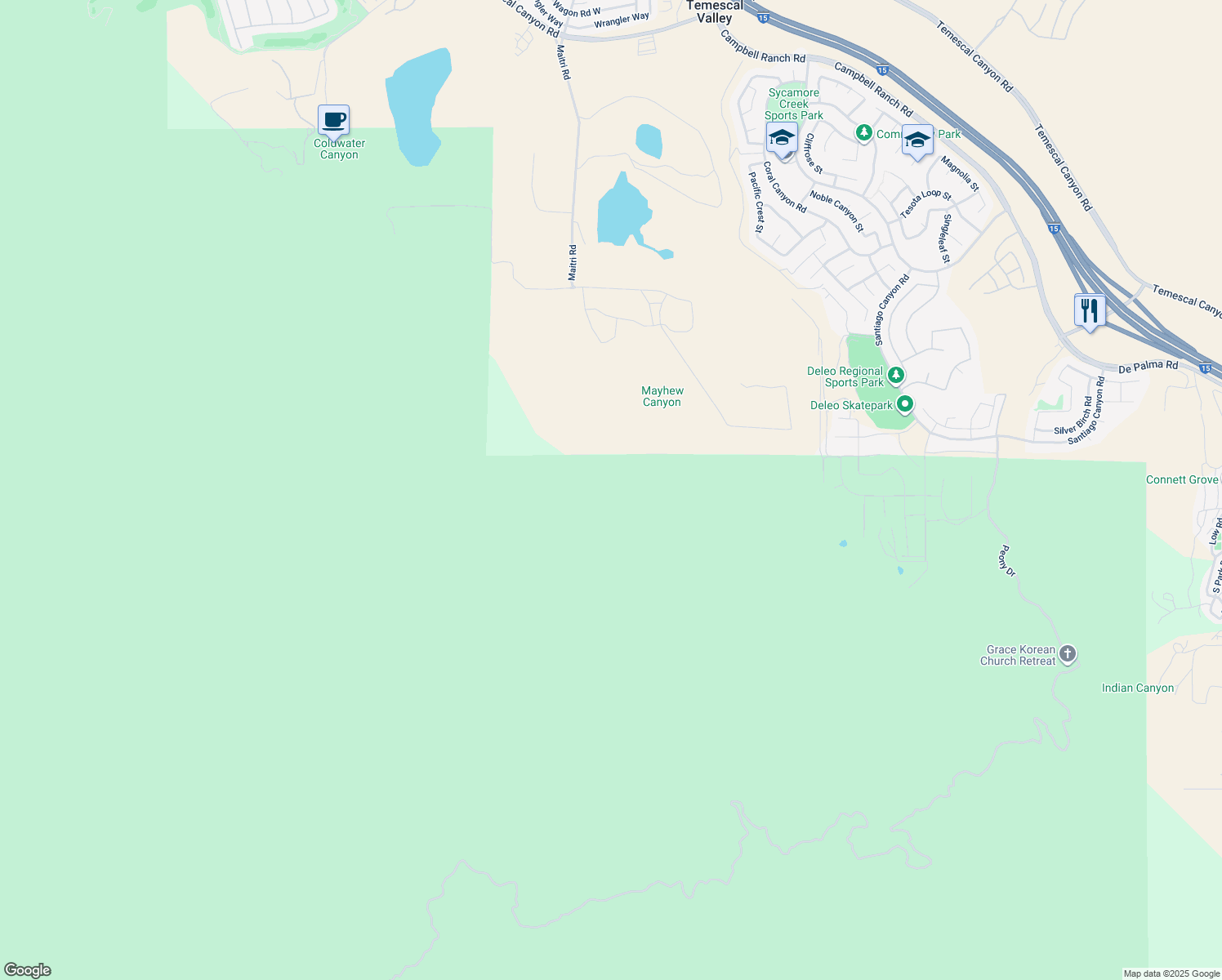 map of restaurants, bars, coffee shops, grocery stores, and more near in Corona