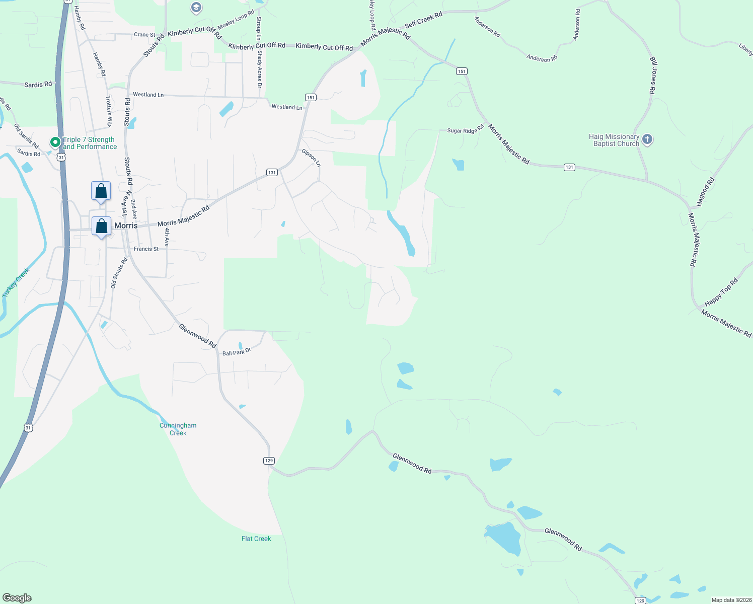 map of restaurants, bars, coffee shops, grocery stores, and more near 1260 Overbrook Circle in Morris