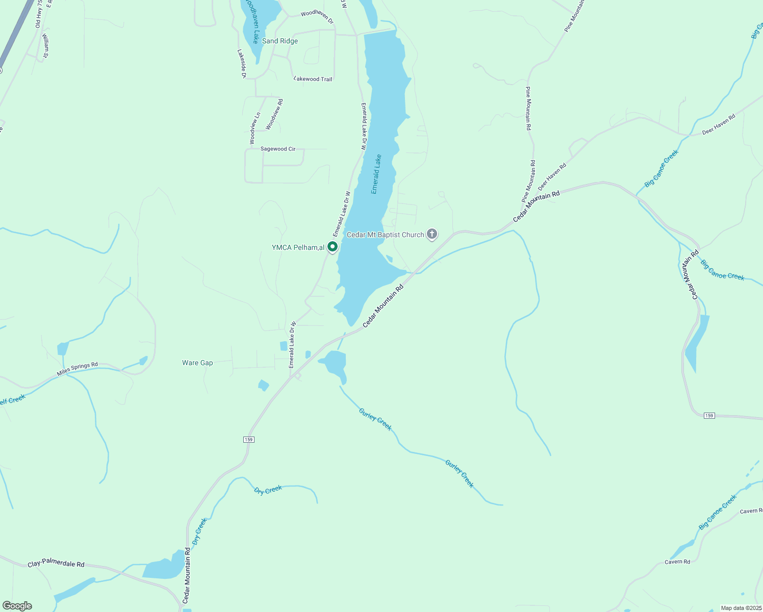 map of restaurants, bars, coffee shops, grocery stores, and more near 8213 County Highway 159 in Pinson