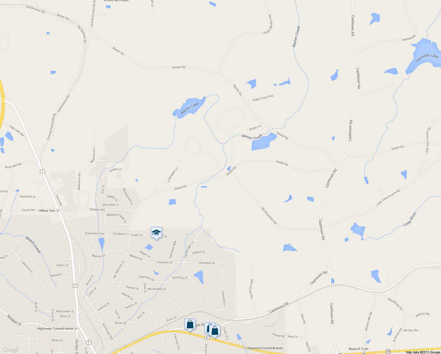 map of restaurants, bars, coffee shops, grocery stores, and more near 1096 Shedd Road in Bremen