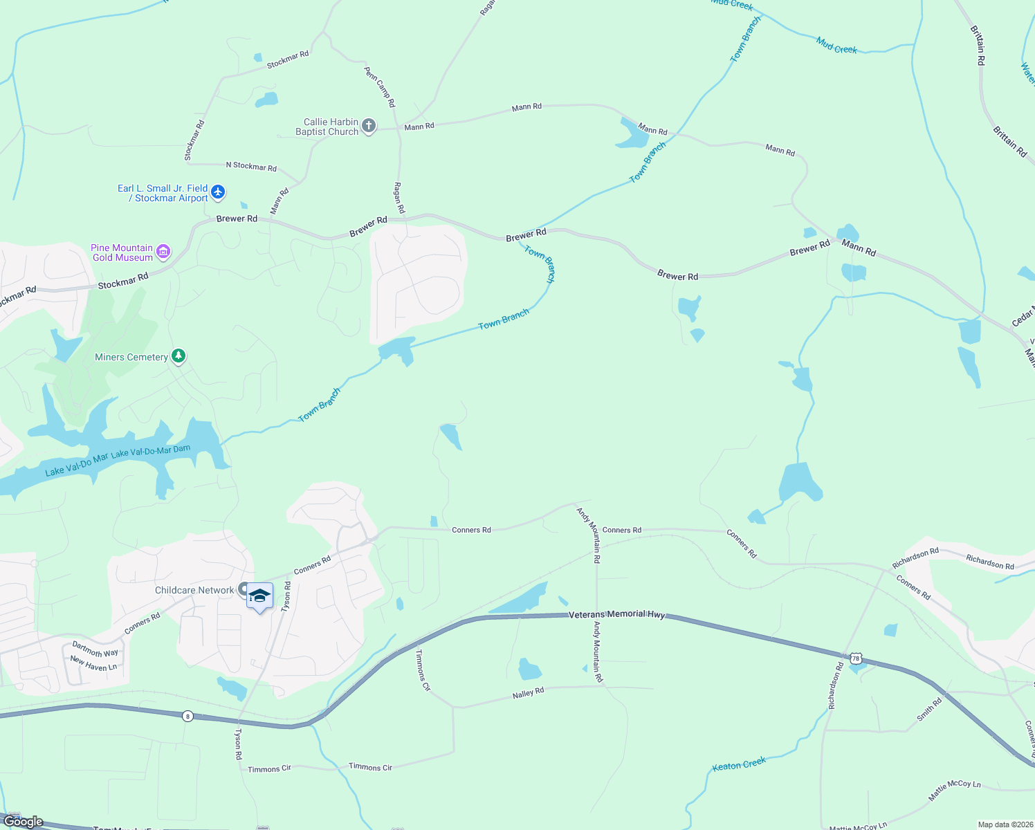 map of restaurants, bars, coffee shops, grocery stores, and more near 8758 Conners Road in Villa Rica