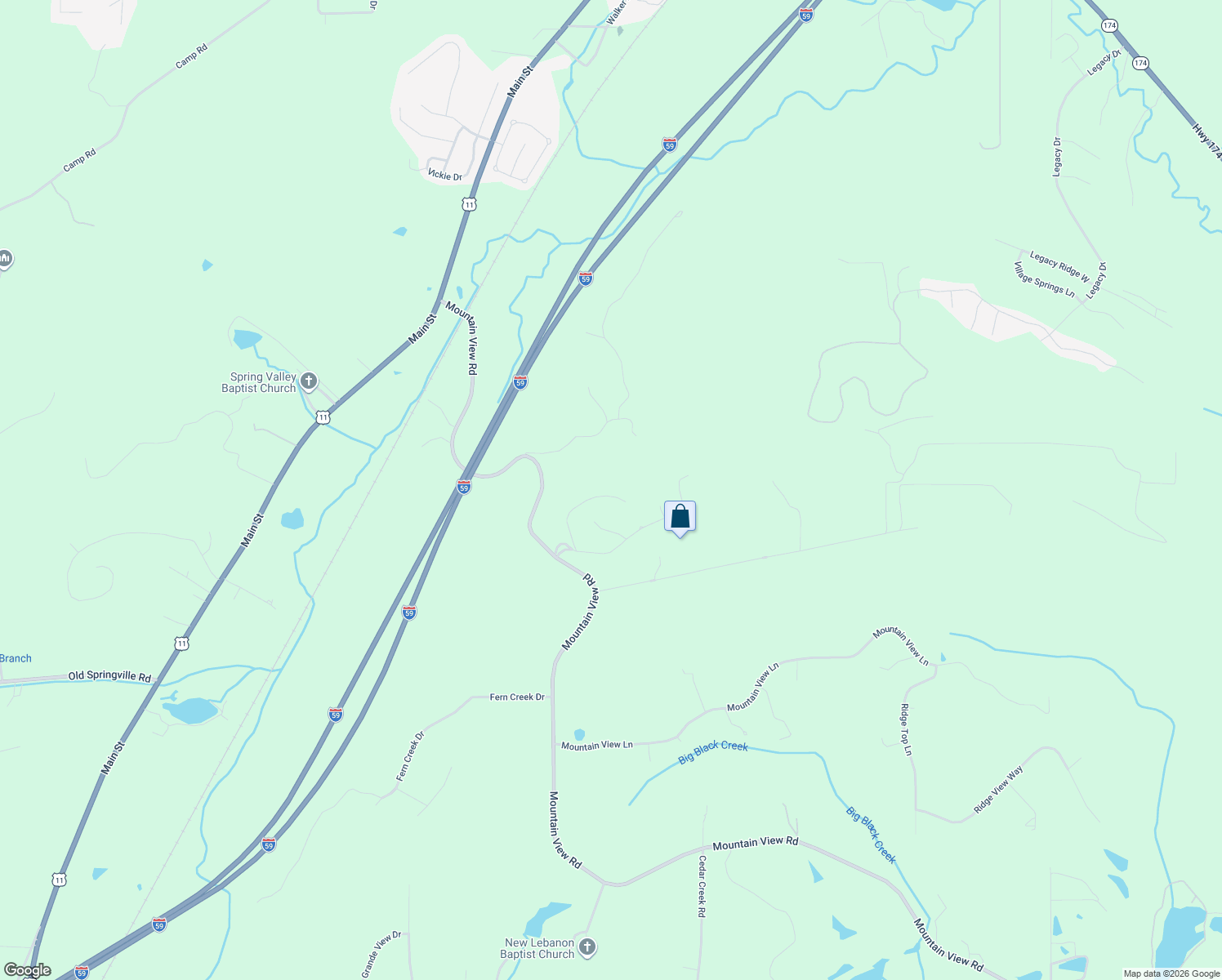 map of restaurants, bars, coffee shops, grocery stores, and more near 265 Middle Ridge in Springville