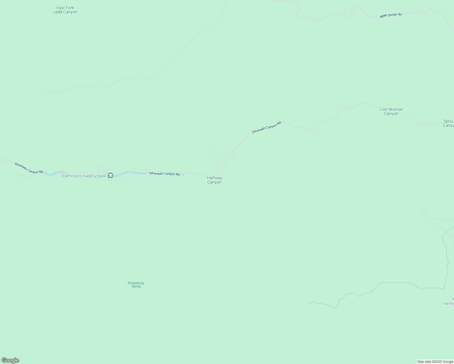 map of restaurants, bars, coffee shops, grocery stores, and more near Silverado Canyon Road in Silverado