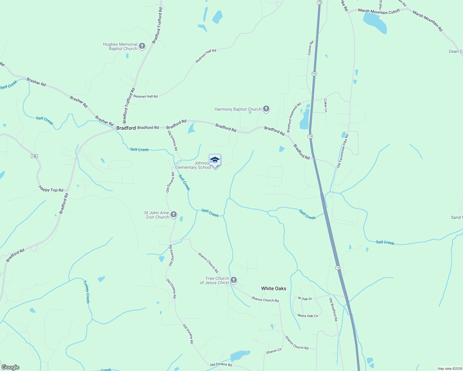 map of restaurants, bars, coffee shops, grocery stores, and more near 8260 Kermit Jhonson Road in Pinson