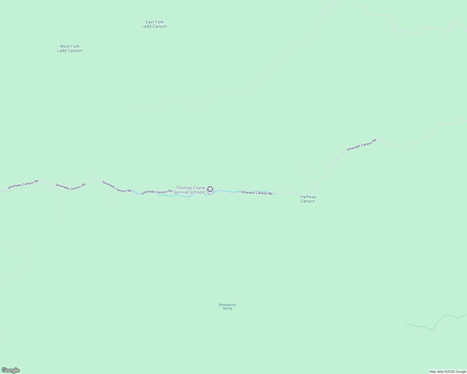 map of restaurants, bars, coffee shops, grocery stores, and more near Silverado Canyon Road in Silverado