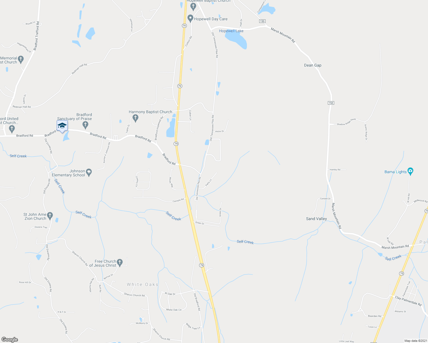 map of restaurants, bars, coffee shops, grocery stores, and more near 4344 Patty Lane in Pinson
