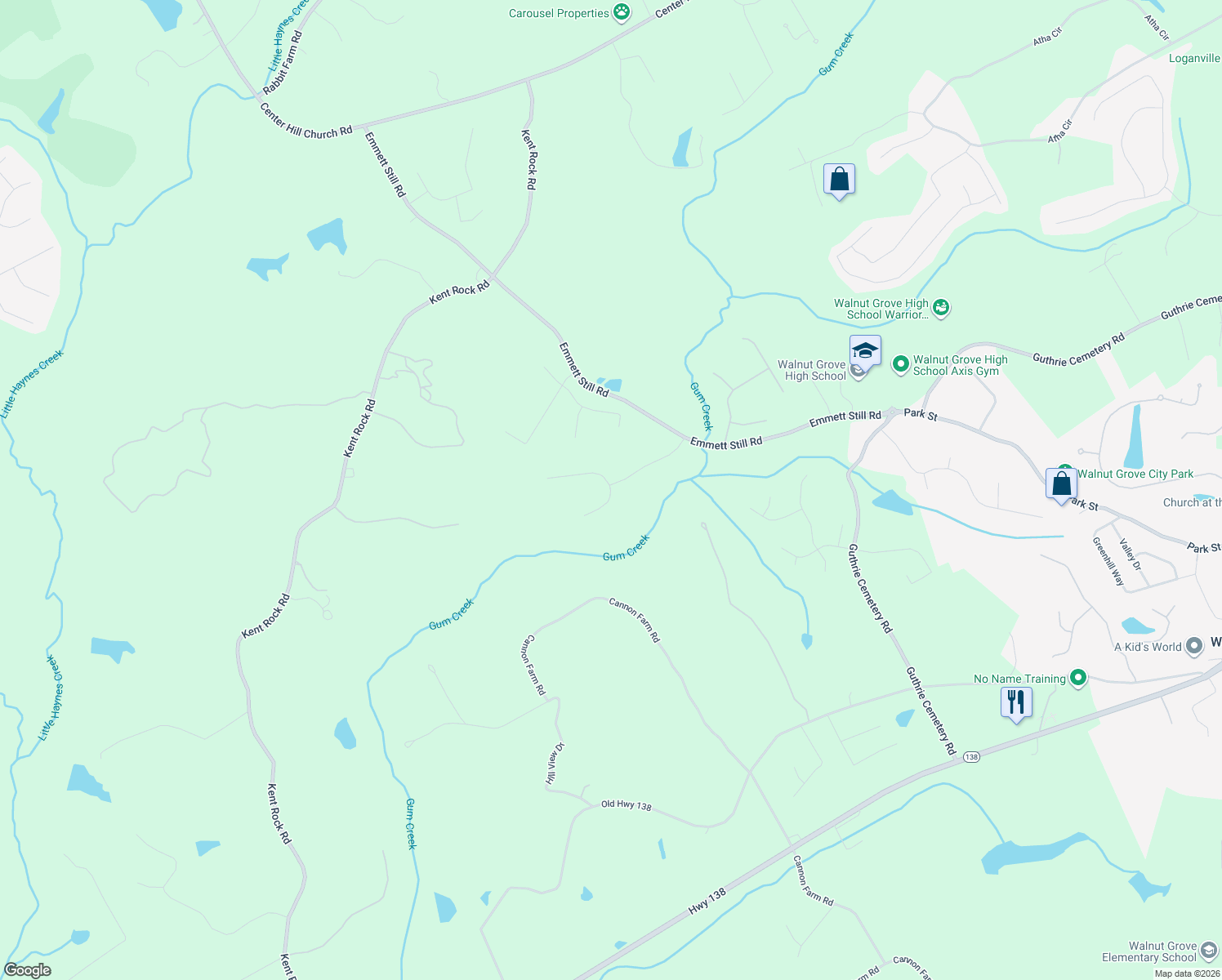 map of restaurants, bars, coffee shops, grocery stores, and more near 5200 Gum Creek Court in Loganville