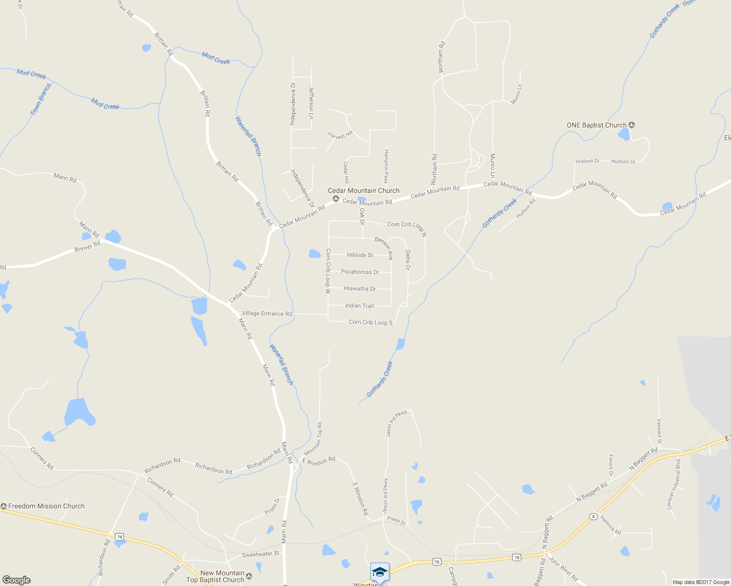 map of restaurants, bars, coffee shops, grocery stores, and more near 7504 Hiawatha Drive in Douglasville