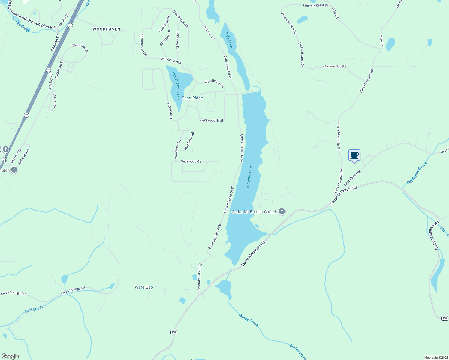 map of restaurants, bars, coffee shops, grocery stores, and more near 8504 Woodview Lane in Pinson