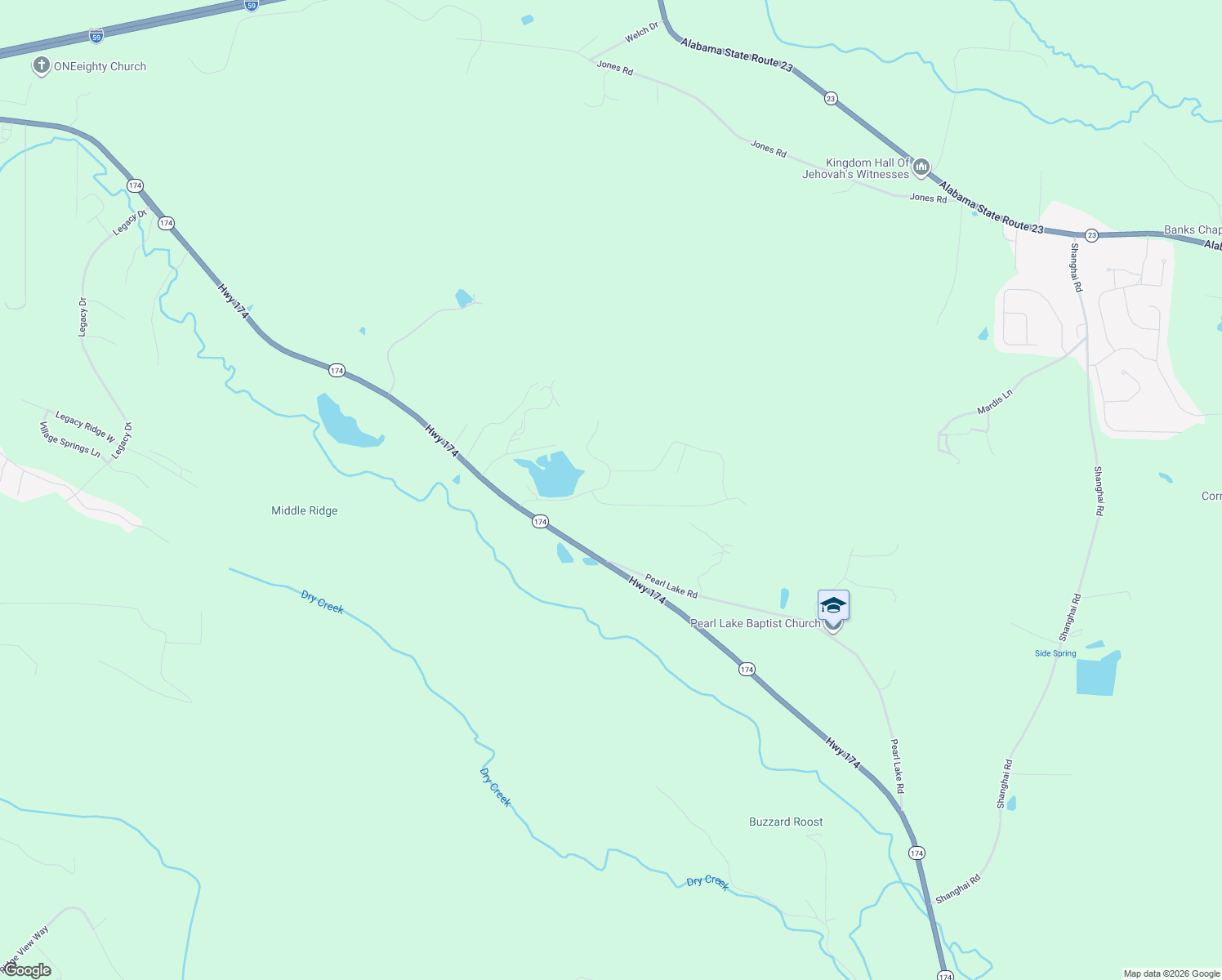 map of restaurants, bars, coffee shops, grocery stores, and more near 225 Gray Fox Road in Springville