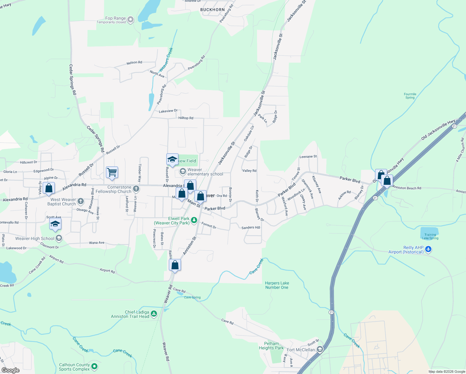 map of restaurants, bars, coffee shops, grocery stores, and more near 709 Bonnie Drive in Weaver