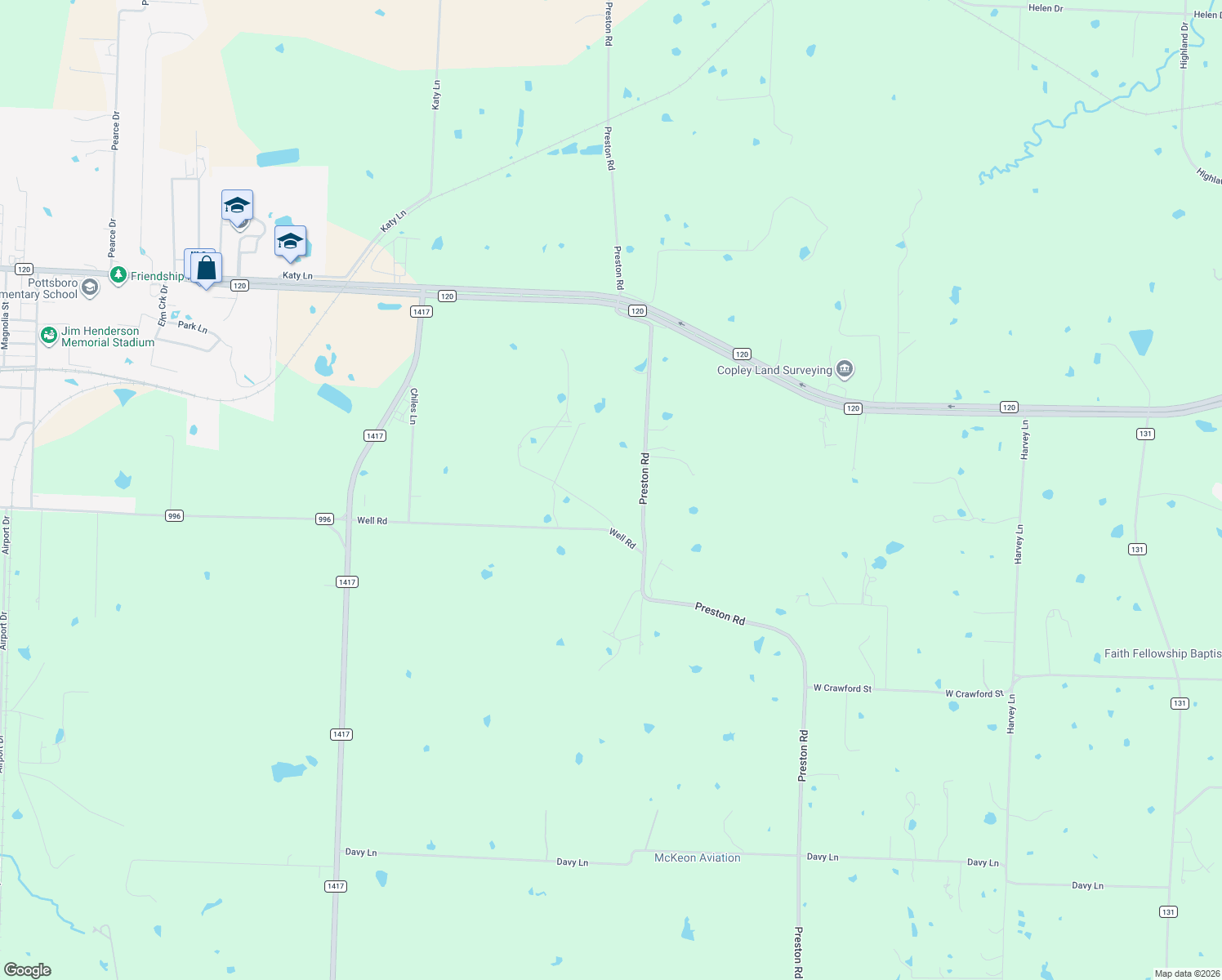map of restaurants, bars, coffee shops, grocery stores, and more near 837 Well Rd in Denison