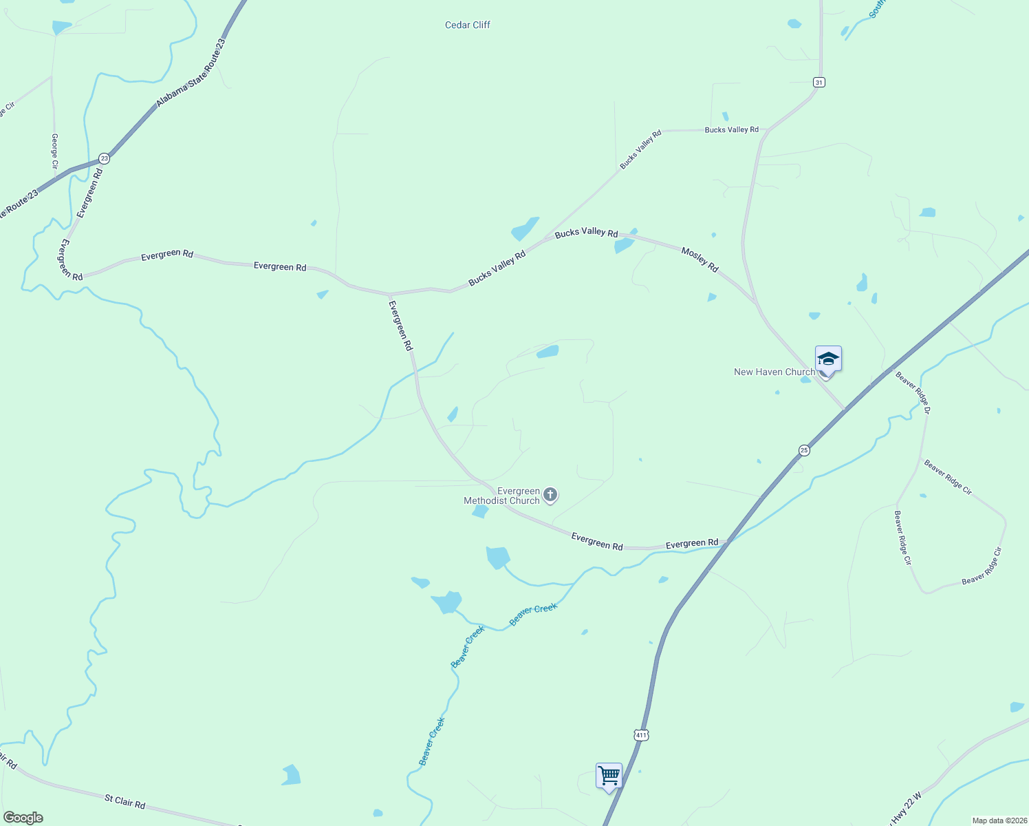 map of restaurants, bars, coffee shops, grocery stores, and more near 243 Red Oak Ln in Springville