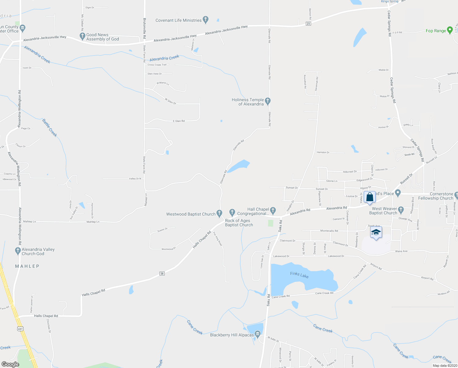 map of restaurants, bars, coffee shops, grocery stores, and more near 276 State Farm Road in Alexandria