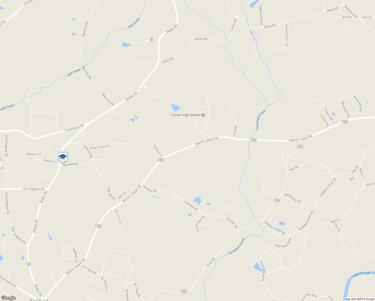 map of restaurants, bars, coffee shops, grocery stores, and more near 4464 Warrior Jasper Road in Dora