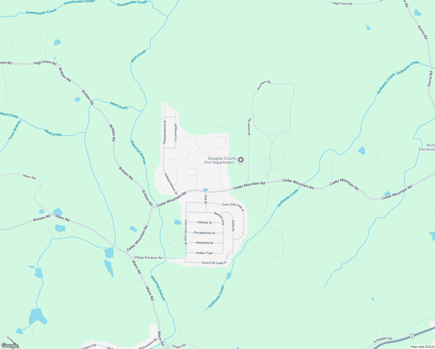 map of restaurants, bars, coffee shops, grocery stores, and more near 1795 Hampton Pass in Douglasville
