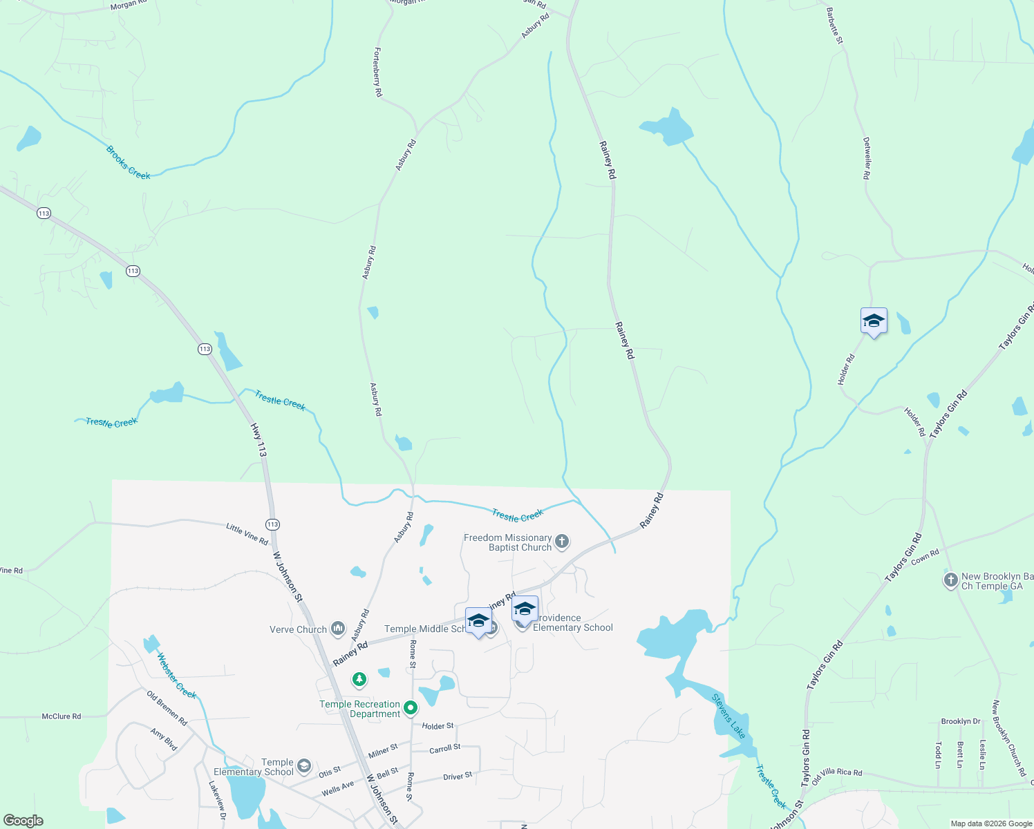 map of restaurants, bars, coffee shops, grocery stores, and more near 217 Rachel Blvd in Temple