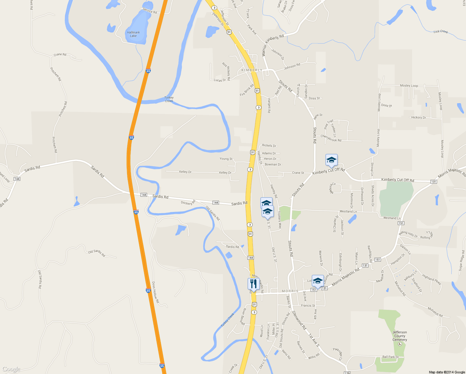 map of restaurants, bars, coffee shops, grocery stores, and more near 431 Oak Lane in Kimberly