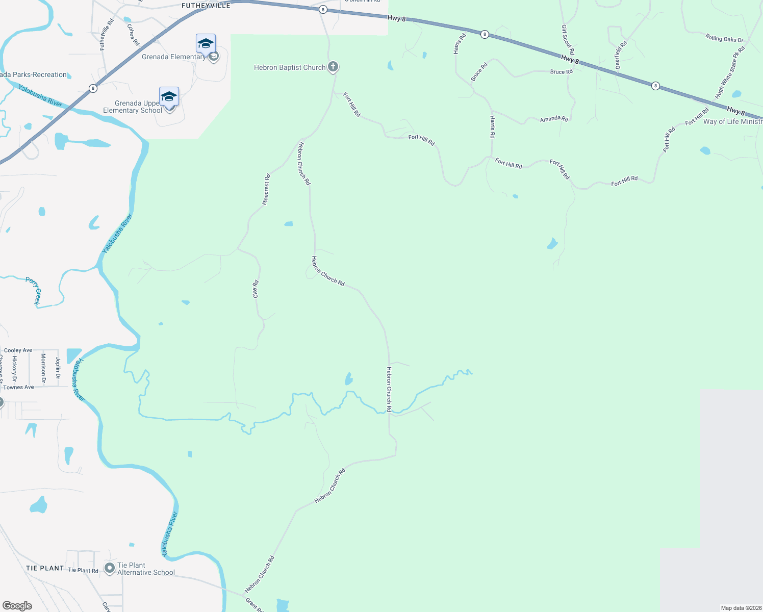 map of restaurants, bars, coffee shops, grocery stores, and more near 1714 Hebron Church Road in Grenada