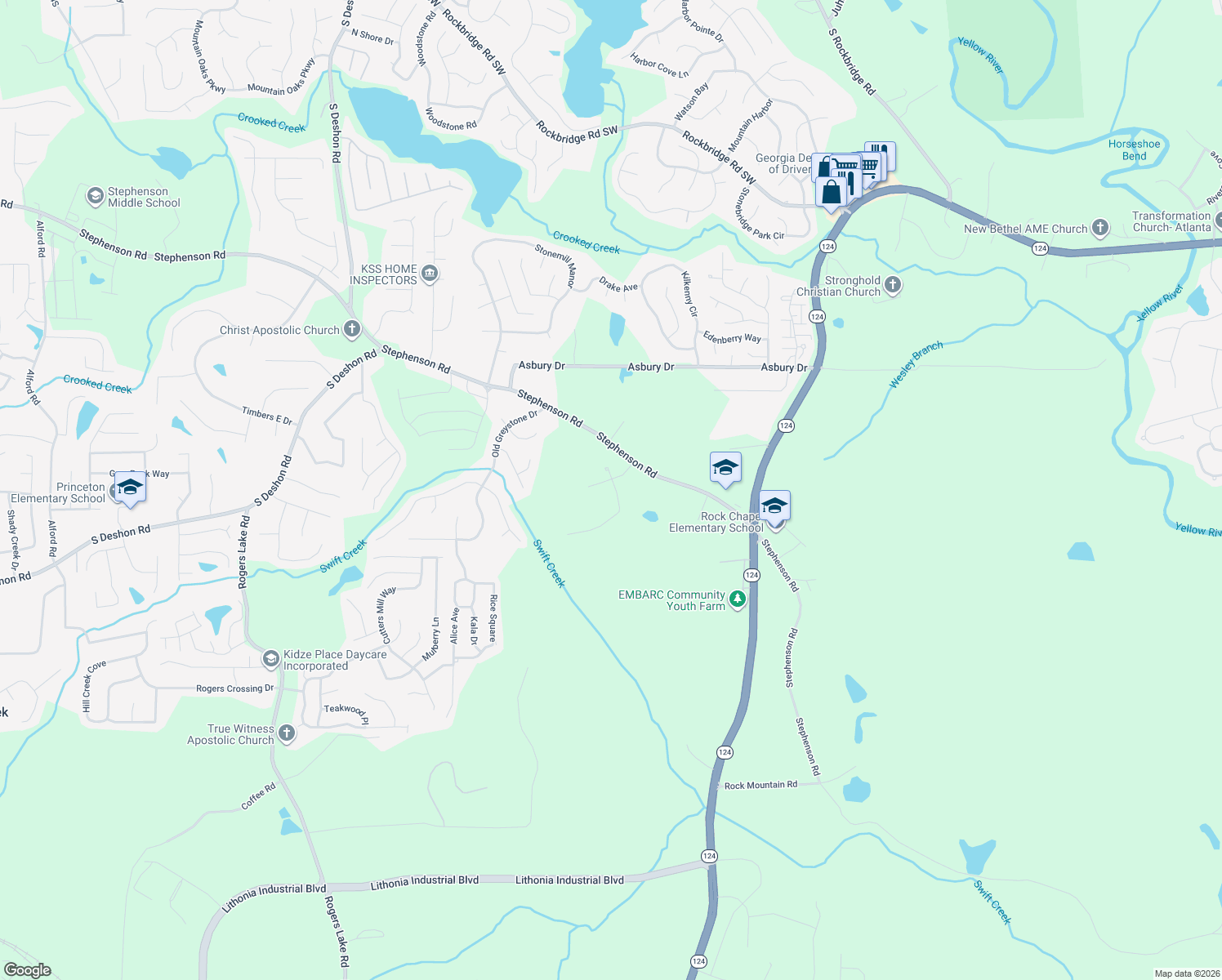 map of restaurants, bars, coffee shops, grocery stores, and more near 941 Baltic Way in Lithonia