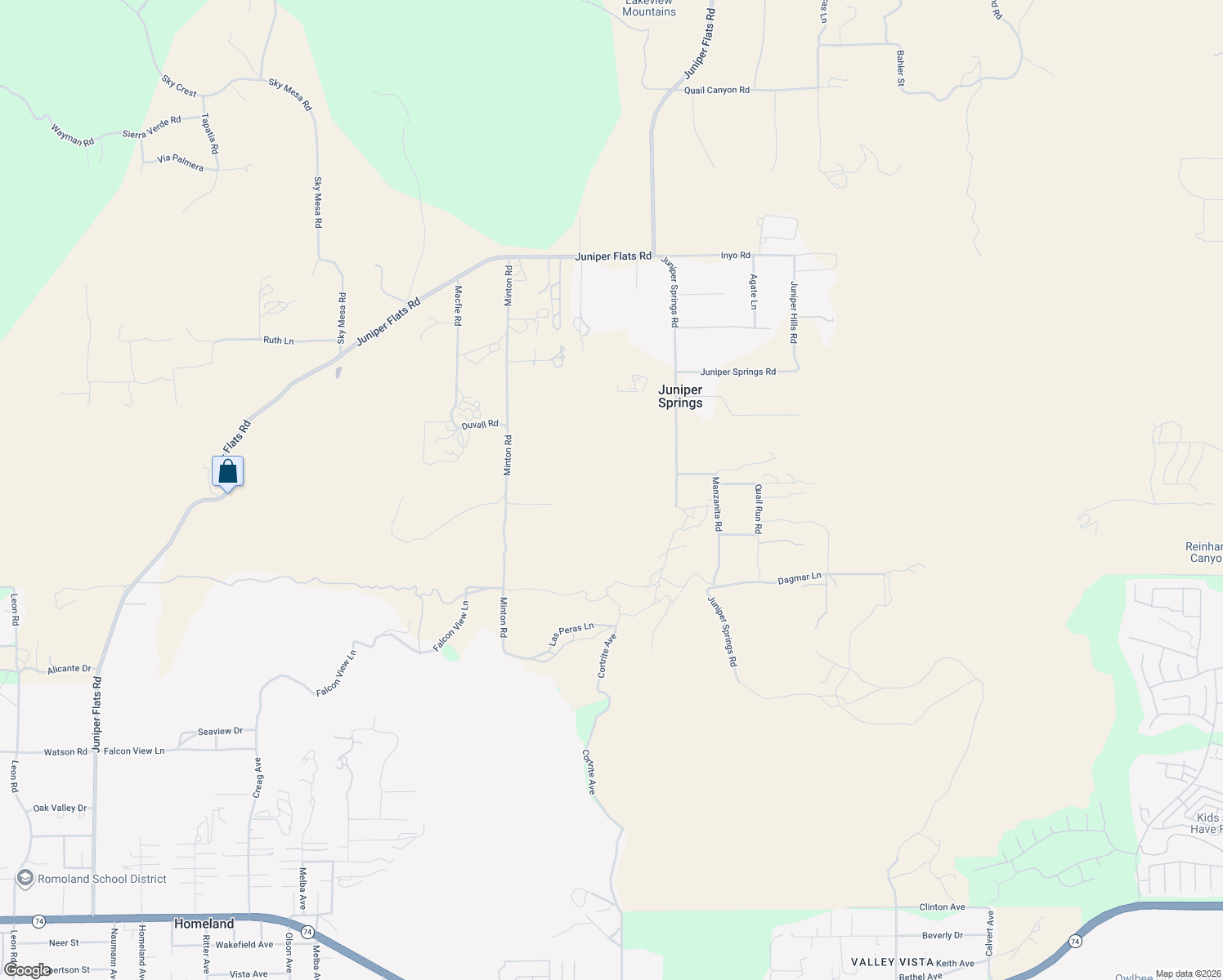 map of restaurants, bars, coffee shops, grocery stores, and more near 24521 Juniper Springs Road in Homeland