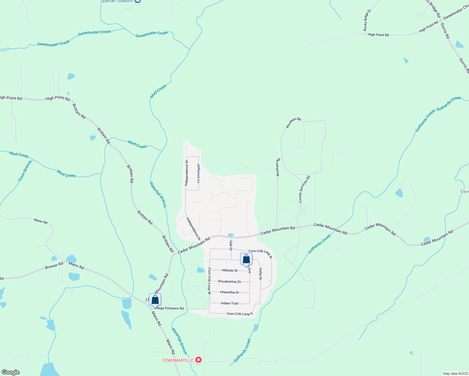 map of restaurants, bars, coffee shops, grocery stores, and more near 1595 Cedar Hill in Douglasville