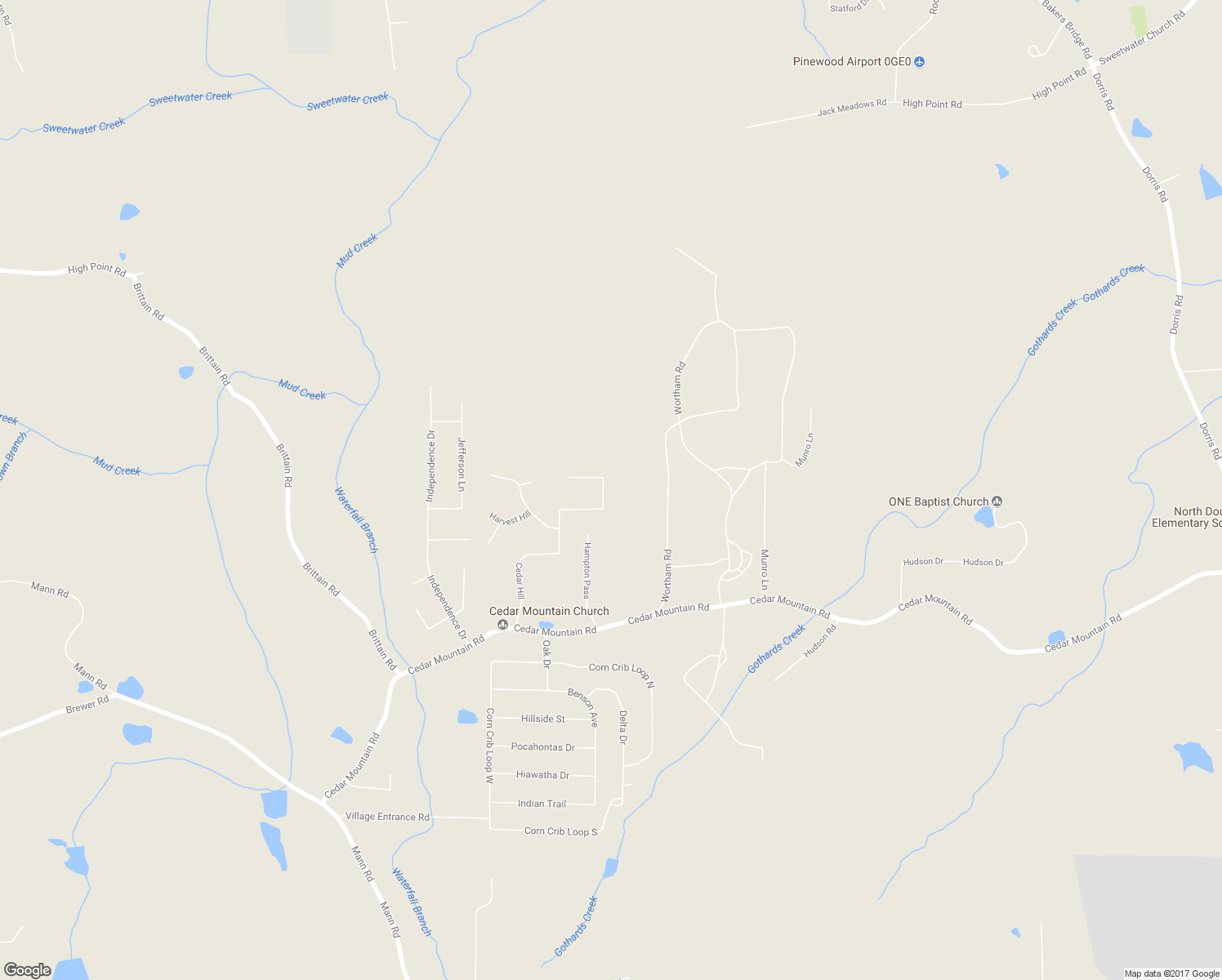 map of restaurants, bars, coffee shops, grocery stores, and more near 1480 Cedar Hill in Douglasville